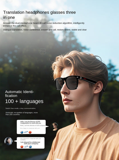 Black Technology Translation Smart Wireless Bluetooth Headset Myopia Glasses Anti-Blue Light Voice Call IOS Android Universal