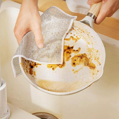 【Freeship】12-Pack Dishwashing Rags, Multipurpose Non-Scratch Wire Dishcloths for Wet and Dry Use,Reusable Wire Cleaning Cloths for Kitchen, Sinks.and Pans Silver Removable, Washable & More