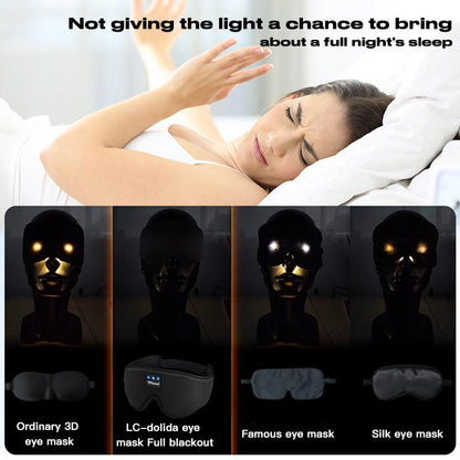 3D Bluetooth Sleep Mask with Headphones, Wireless Music Sleep Headband Eye Mask for Side Sleepers,Sleeping Comfortable Black-3D