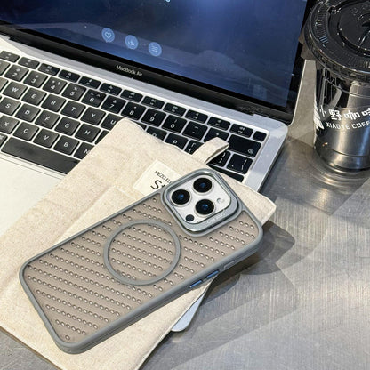 Grid Flip Stand Phone Case Compatible with iPhone 17 16 15 14 13 12 Pro Max Pro Plus Air Magnetic Breathable Heat Dissipation Apple 16 Pro Max Protective Cover