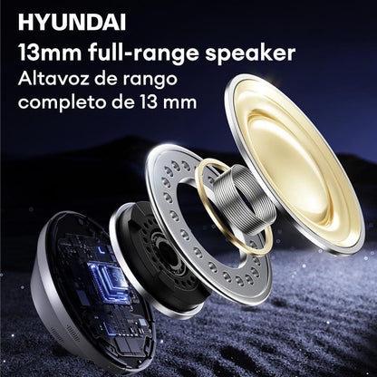 HYUNDAI Friend Pro Noise Reduction Headphones with Full Color Touch Charging Case, Robust Bass Stereo Audio Headset, IPX5 Waterproof & Anti-lost Search Function Earbuds