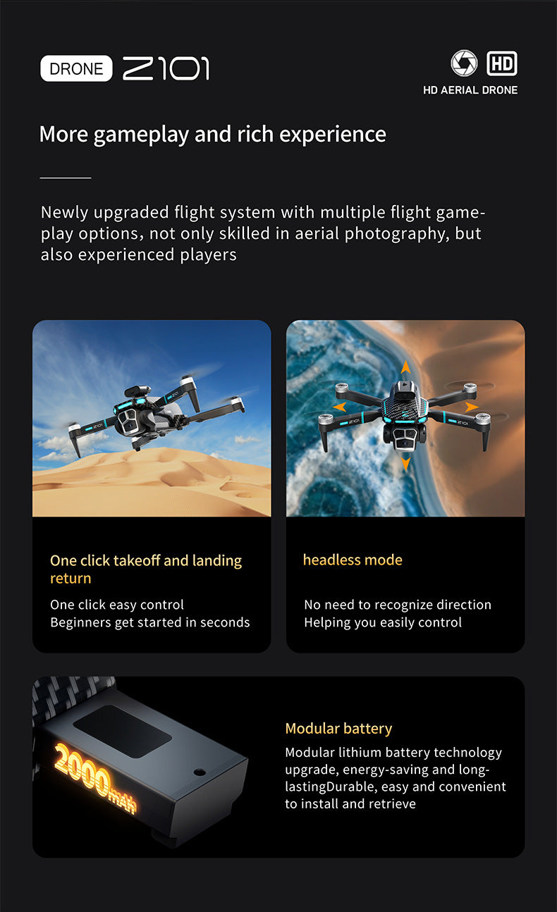 Cross-Border Z101Drone Long Endurance Obstacle Avoidance Aerial Photography Quadcopter Brushless Motor Remote Control Aircraft Drone