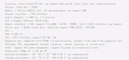 G41 Full-size CPU Card PICMG1.0 New Original IPC MotherBoard ISA PCI Industrial Mainboard with 2LAN 775 E5500 CPU 4GB RAM