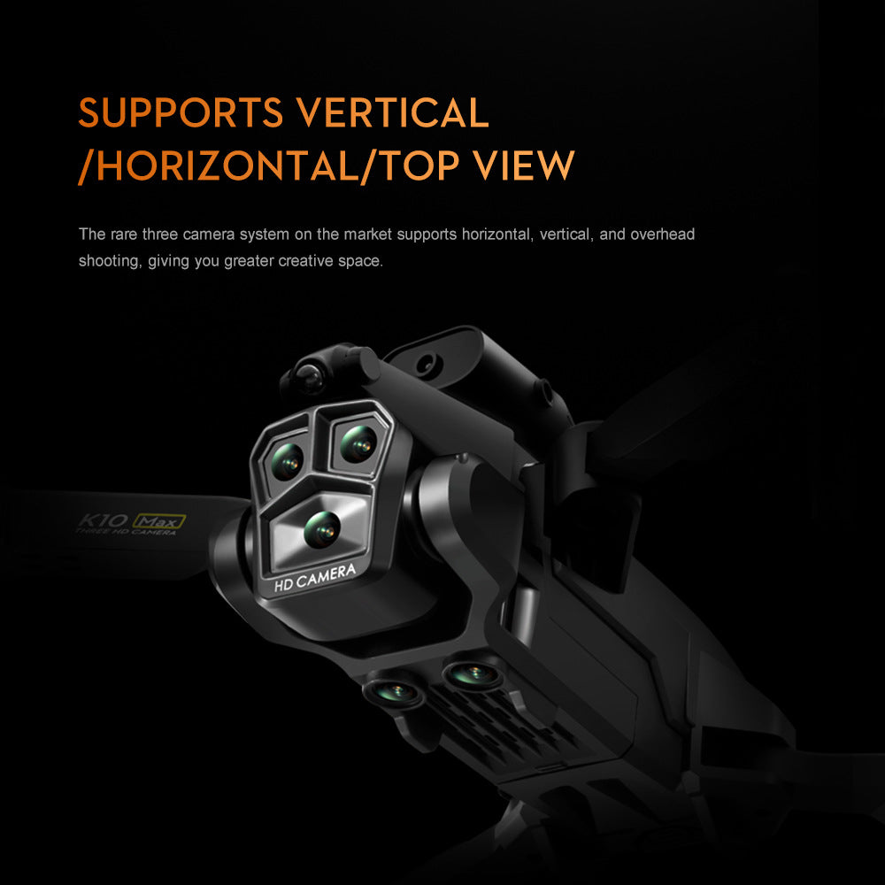 Cross-Border K10MAX High-definition Three-camera Aerial Photography Drone Obstacle Avoidance Remote Control Aircraft Optical Flow Quadcopter drone