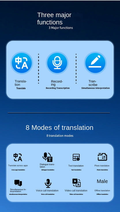 Black Technology Ai Large Model T1 Translator Ultra-thin Card Magnetic One-click Translation Global Video Inter-Translation