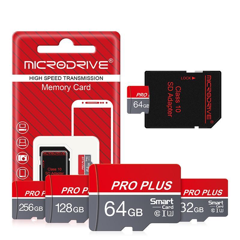 MICRODRIVE Micro TF SD Card, 1 Count 16GB/32GB/64GB/128GB/256GB Memory Card, Flash TF Cards with SD Adapter, Accessories for Tablets and Camera