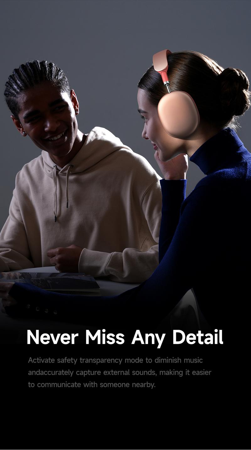 Picun F8 Pro Wireless Headphones - 52dB Noise Cancellation, 5 Smart ENC Mics, Detachable Fabric Ear Cushions, 140 Hour Long Battery Life,  Premium Audio Seamless Dual Device Connection for All-Day Use and Boosted Productivity Bluetooth