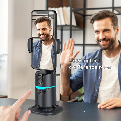 360-Degree Rotatable Smart Selfie Stick, Selfie Stick with Wireless Remote Control, Phone Stabilizer with RGB Light for Video Recording, Phone Accessories