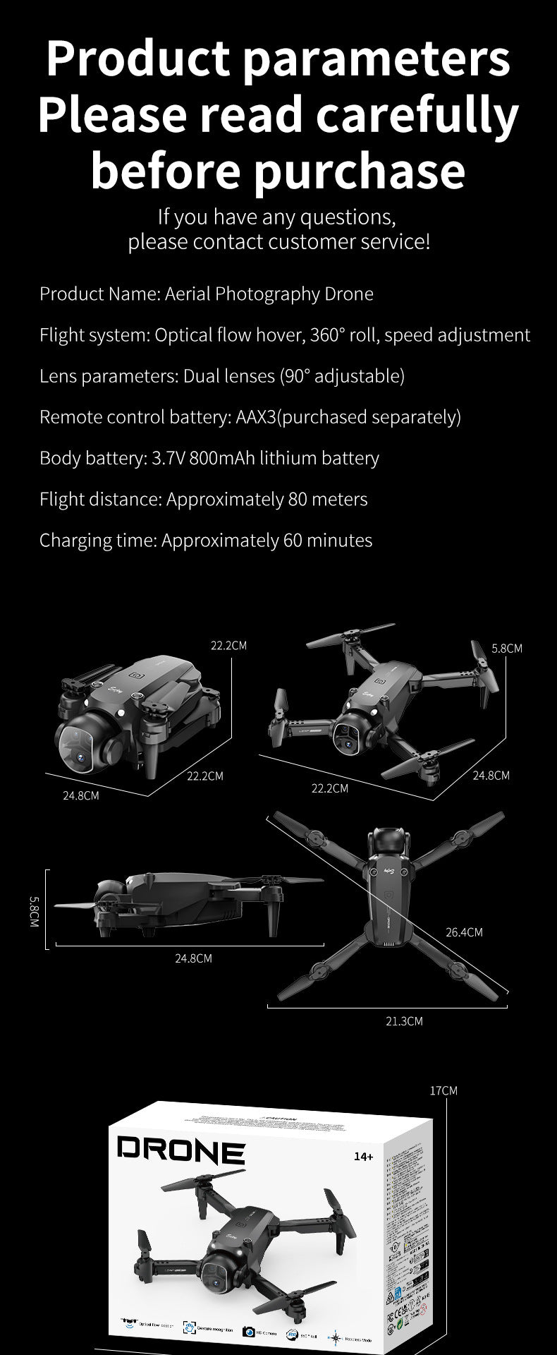 Cross-border Drone H20Foldable Brushless HD Aerial Photography Four-Axis Drone VR Glasses Remote Control Airplane drone