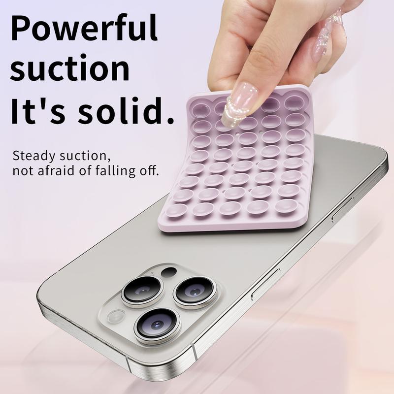 Suction Cup Phone Case Mount Double-Sided,Silicon Sticky Phone Stand for iPhone and Android, Hands-Free Strong Grip Holder for Selfies and Videos - Black