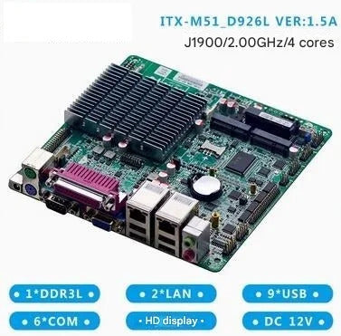 J1900 J1800 Motherboard Mini-ITX SBC IPC Mainboard industrial Fanless Board Mini ITX with ATOM Quad Core DC-12V COM LAN LVDS VGA