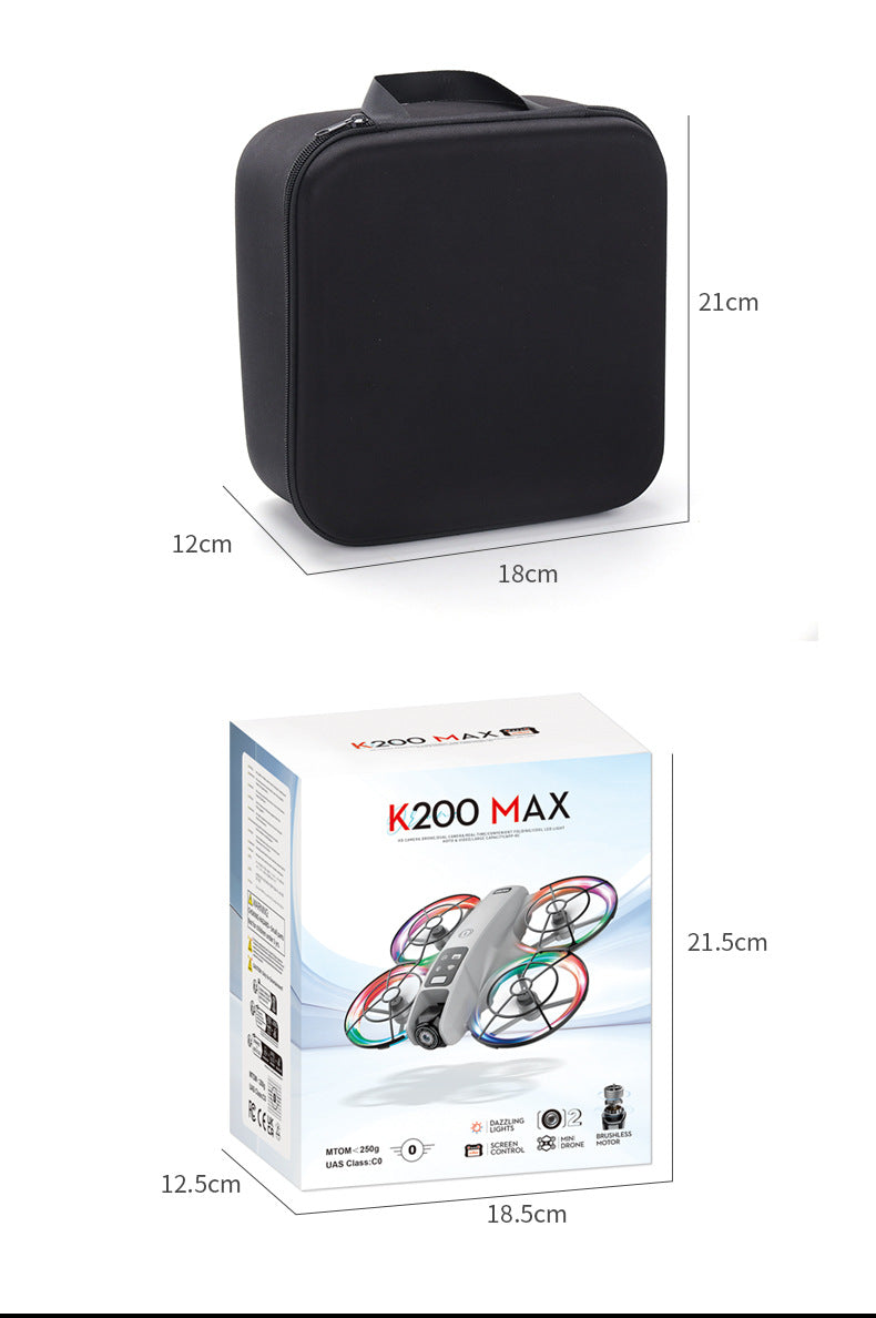 Cross-Border K200 Drone Brushless with Screen Aerial Photography Aircraft Optical Flow Positioning Color Light Full Protection Remote Control Plane