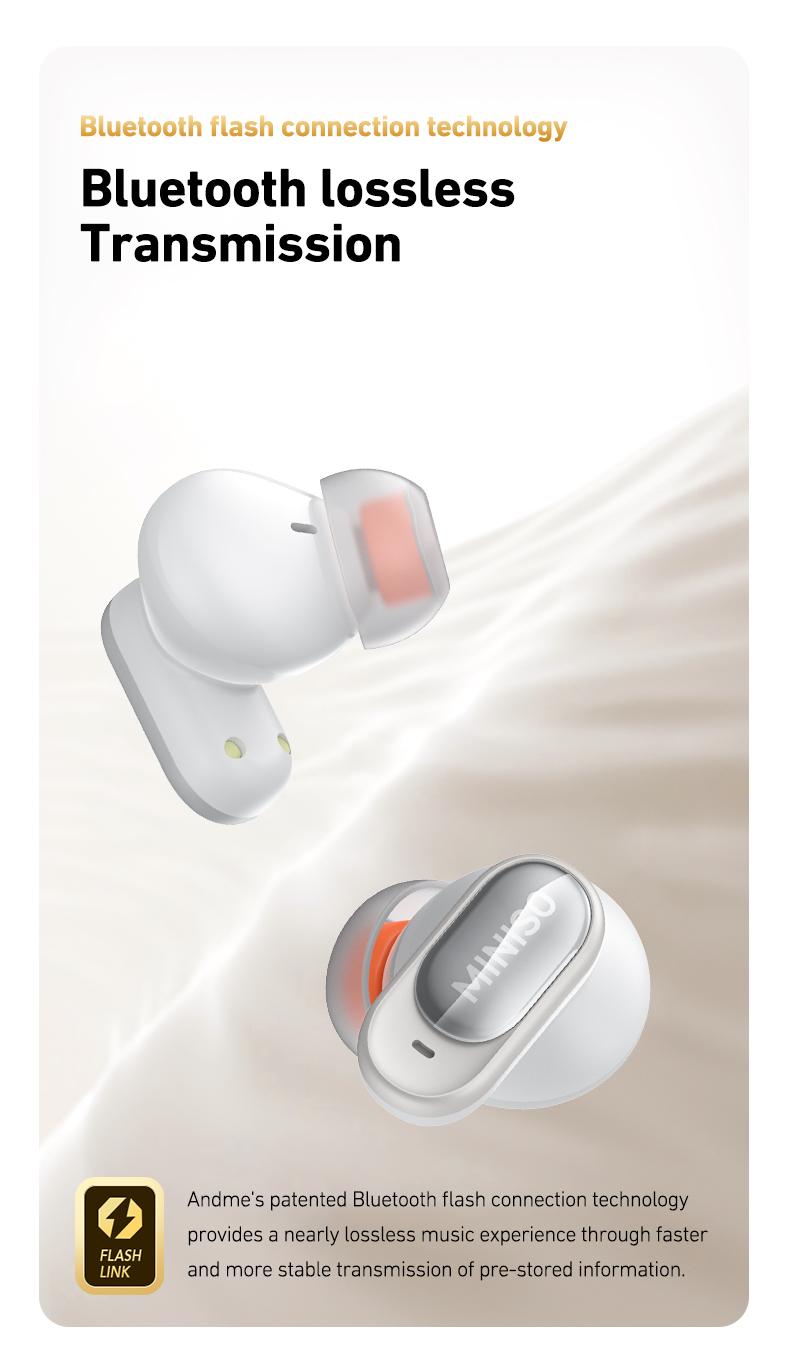 MINISO MS105 Wireless Earbuds Bluetooth 6.0 Earphones, In Ear Earbuds,Waterproof Wireless Earphones, Suitable for Office, Sports, Study and Audio Calls, Built in Microphone, Gaming Bluetooth Headphones
