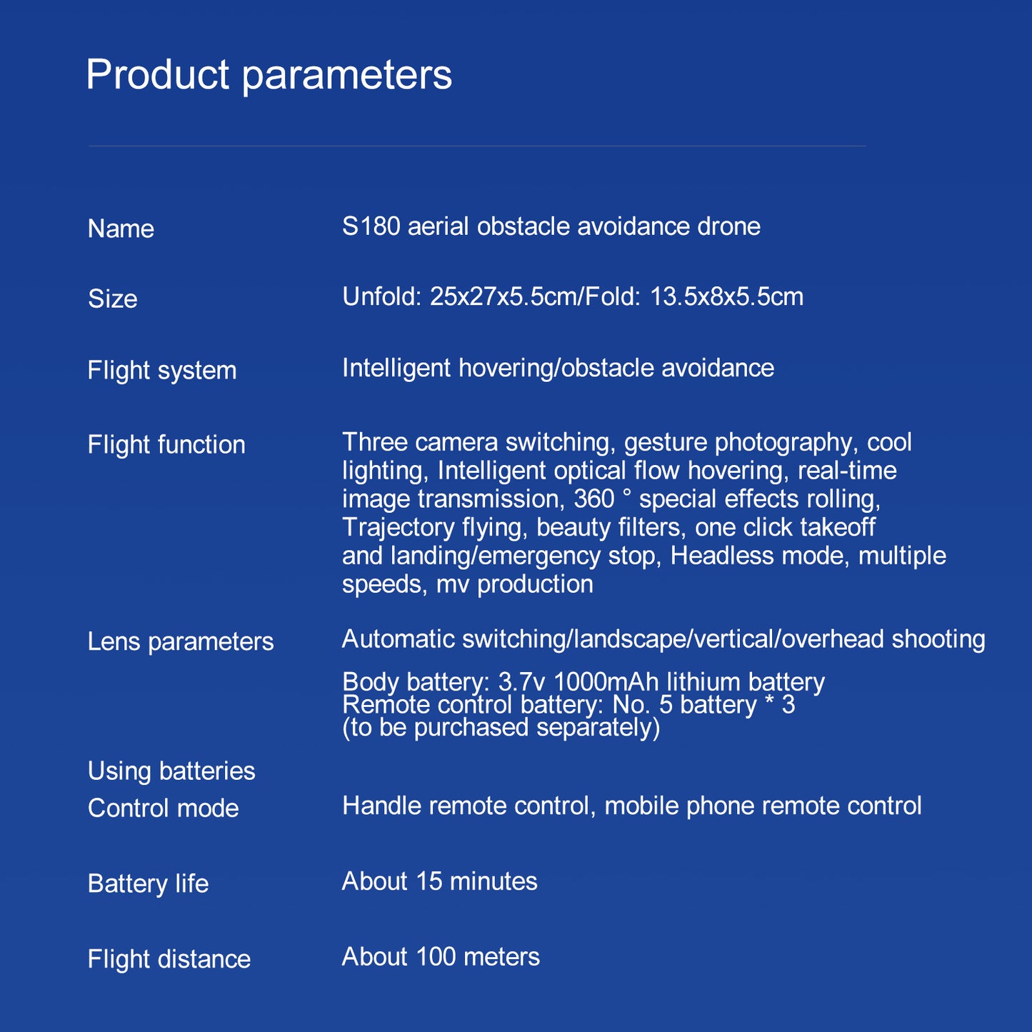 Cross-Border S180Drone Aerial Photography Electric Lens Obstacle Avoidance Brushless Motor Optical Flow Remote Control Aircraft Toy drone