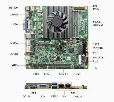 5205u Mini-ITX Motherboard 10th Celeron Intel CPU IPC SBC Embedded Ultra-thin Mainboard with 6COM LAN DC12V DDR4 6USB LVDS