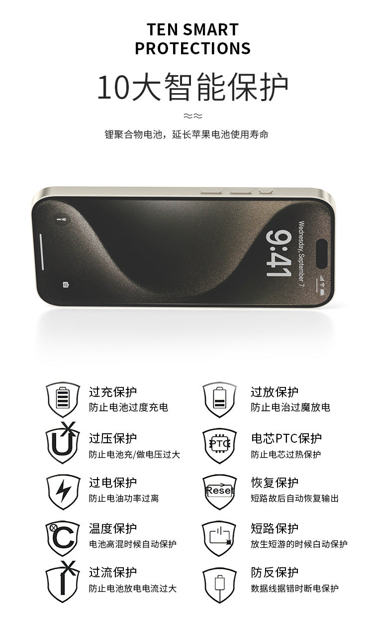 Cross-Border Apple16/15/14Back Clip Power Bank iPhone13/12/11/X Phone Case Power Bank