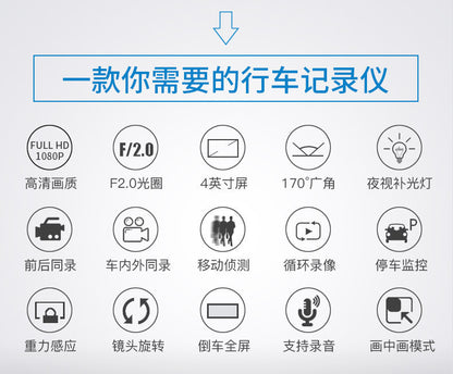 High Definition Car Mount DVR Reversing Image Parking Guard HD Three-Lens Dash Cam Factory Wholesale