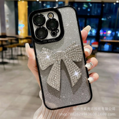 Luxurious Transparent Glitter Diamond Bowknot Case for iPhone 15 14 13 12 11 Pro Max, Apple 14 Pro Shockproof 13