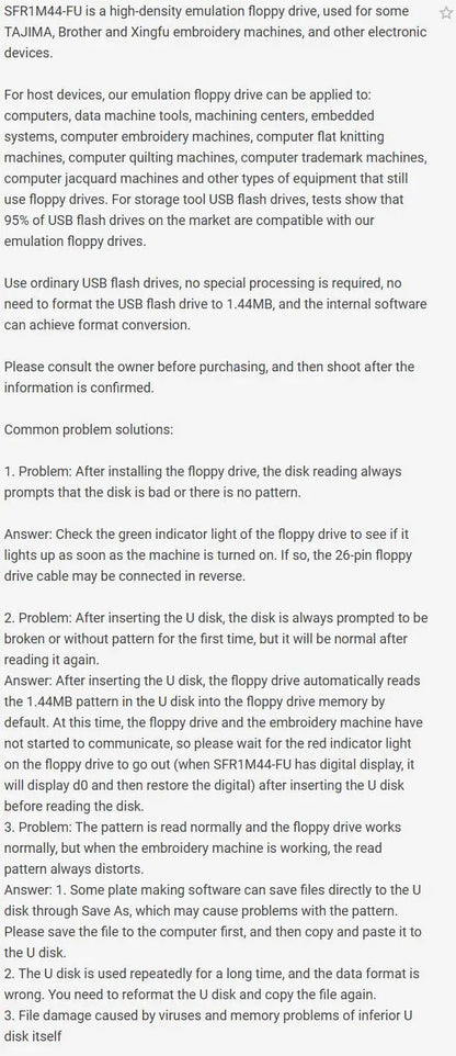 SFR1M44-FU USB to Floppy 3.5" IPC Industrial simulation Floppy 34P to USB interface FDD USB drive supports USB flash Disk