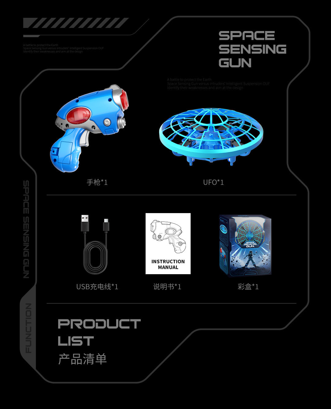 Cross-Border XS4Colorful Induction Quadcopter Children's Toy UFO Mini Drone Levitation Rotating UFO