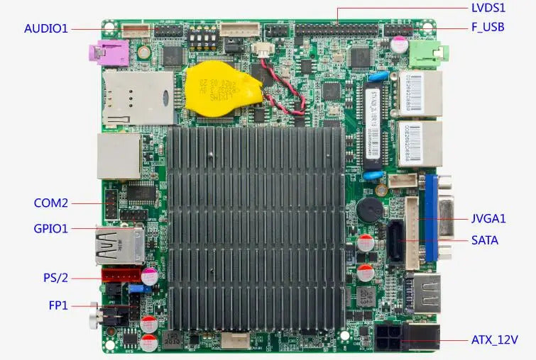 J1900 J1800 NANO Motherboard SBC IPC Mainboard industrial with Celeron Quad Core DC-12V 2-COM Optional 2xGbE LAN  LVDS VGA