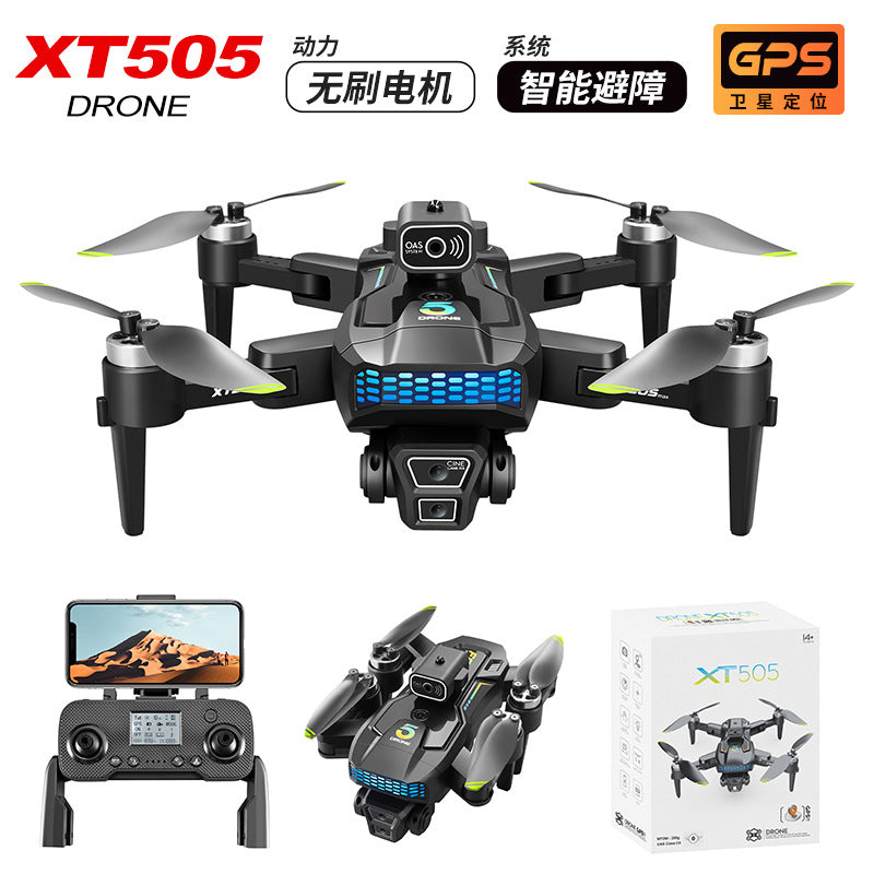 Cross-Border XT505Uav GPS Positioning Brushless Motor HD Dual Camera Aerial Photography Obstacle Avoidance Remote Control Aircraft Drone