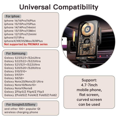 Wireless Car Charger Fast Auto Clamping Car Charger Phone Holder fit iPhone Pro  tags Smartphone Cellphone Charging Electronic magnetic 360 rotating Lightning Bracket