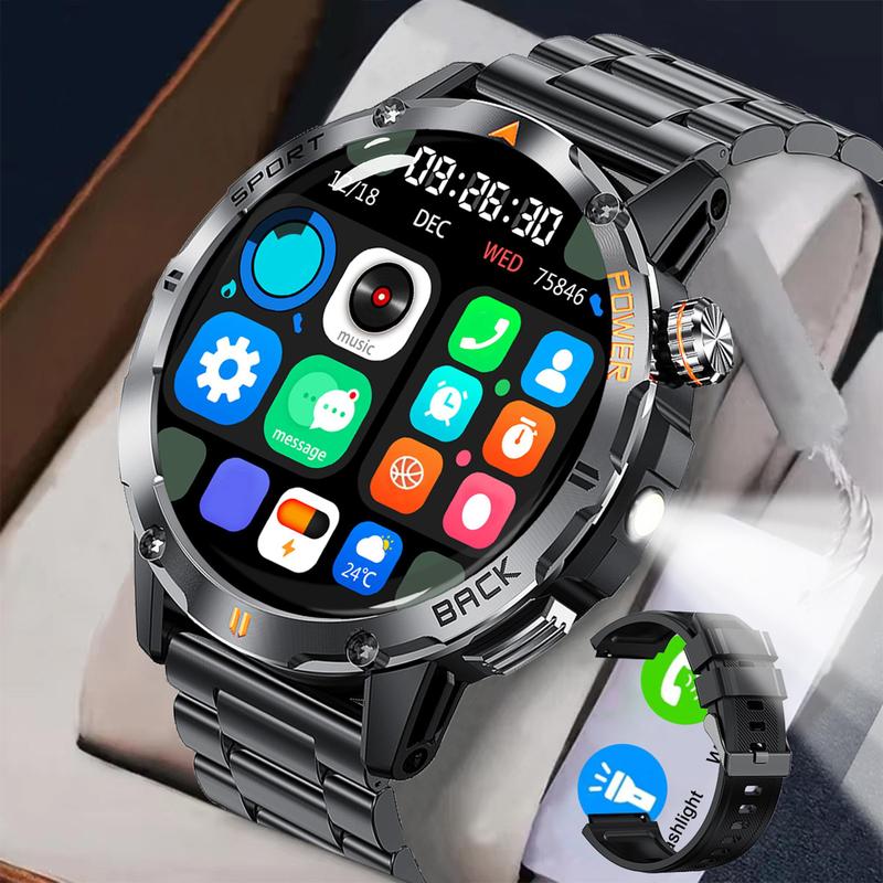 Men's Fashion Full Touch Round Smart Watch, Fashion Digital Watch with Multiple Sports Modes, Sports Fitness Smart Watch for Android iOS, Durable Gadget Watch, Gifts for Boyfriend