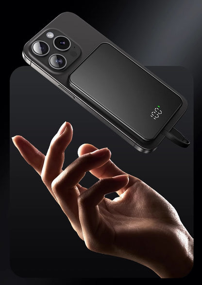 Built-in Cable Magnetic Aluminum Alloy Power Bank10000Ma Portable and Thin Mini Power Bank Gift Cross-Border