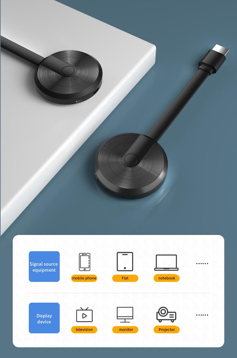 ZIHNIC Wireless Screen Projector HD TV Monitor Portable Mobile Phone Connection TV Monitor HD Wireless 5G 4K Horizontal and Vertical Screen Connector