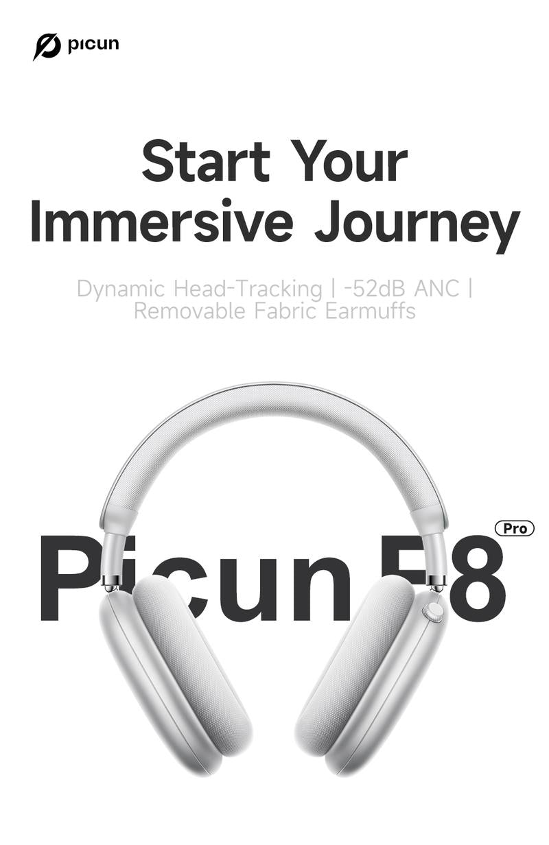 Picun F8 Pro Wireless Headphones - 52dB Noise Cancellation, 5 Smart ENC Mics, Detachable Fabric Ear Cushions, 140 Hour Long Battery Life,  Premium Audio Seamless Dual Device Connection for All-Day Use and Boosted Productivity Bluetooth