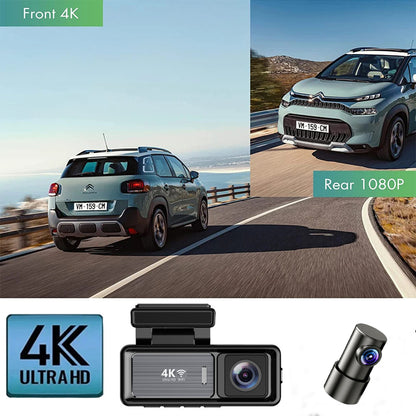 Driving Recorder4K Ultra HD Night Vision2025New wireless car-mounted dual-camera front and rear360Panoramic View