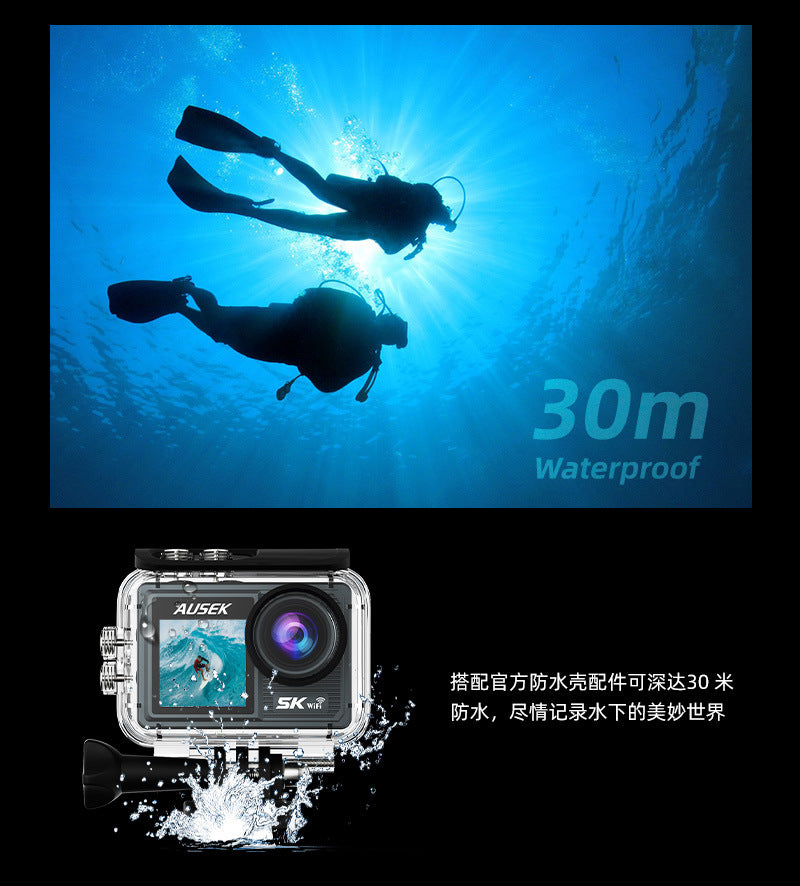 Cross-Border5k Sports Camera Anti-Shake Waterproof HD Wireless Shooting Outdoor Sports Recorder Cycling Camera