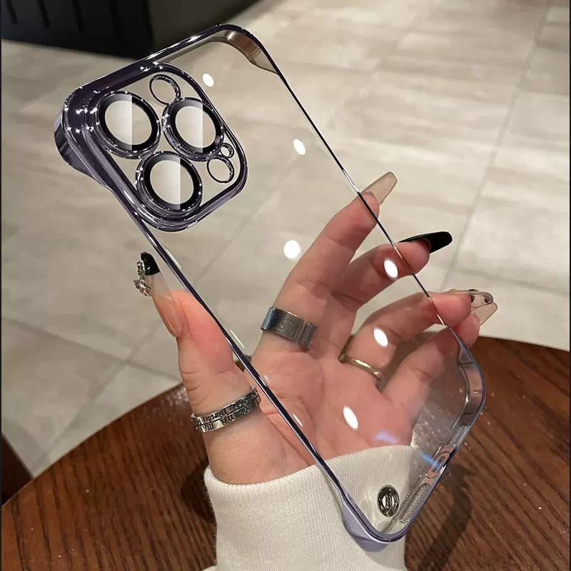 Compatible with iPhone 16 15 14 13 12 11 PRO MAX Plus Frameless Ultra-thin Apple 14 Transparent 12 Hard 11 with Built-in Lens Protector Phone Case