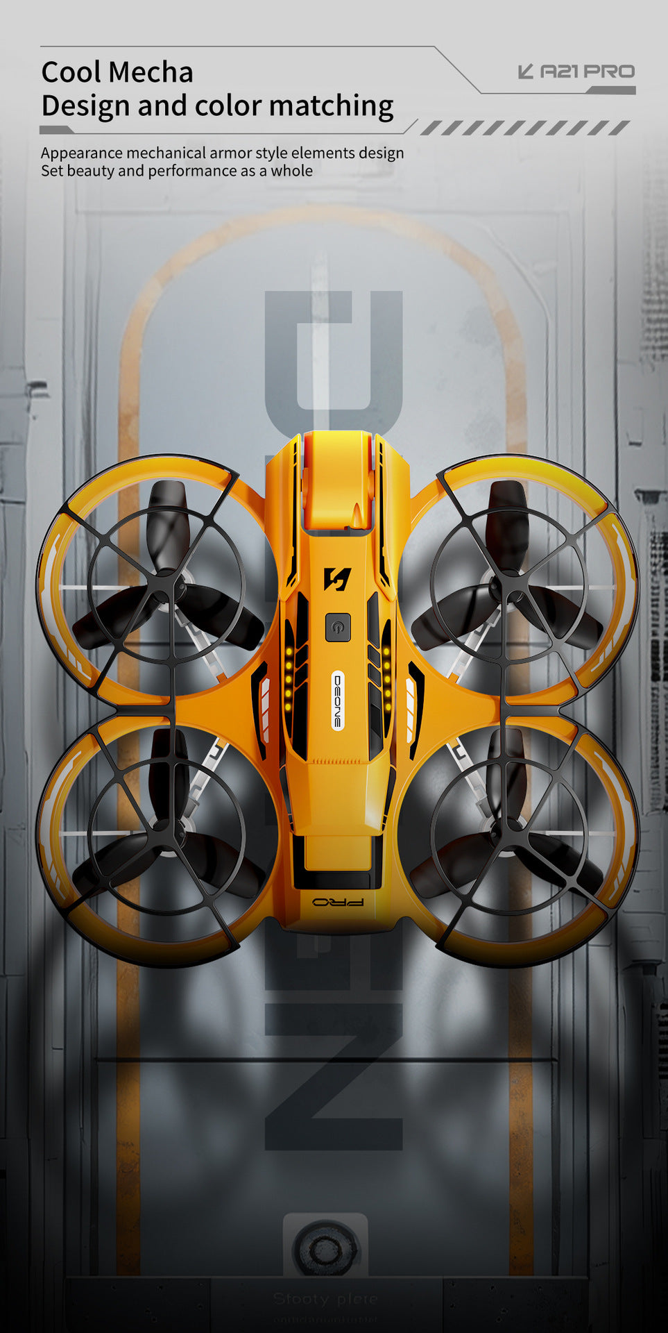 Cross-Border A21Drone Brushless Motor Mecha Style Aircraft Optical Flow Positioning Aerial Photography Full Protection Remote Control Airplane