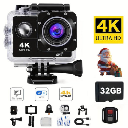 Action Camera with 4K 30FPS Ultra HD Video,12MP Photos, HDR,2.0" Image Sensor, Daily Streaming, HD camera, Stabilization