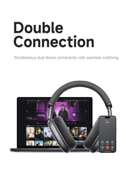 Picun F8 Pro Wireless Headphones - 52dB Noise Cancellation, 5 Smart ENC Mics, Detachable Fabric Ear Cushions, 140 Hour Long Battery Life,  Premium Audio Seamless Dual Device Connection for All-Day Use and Boosted Productivity Bluetooth