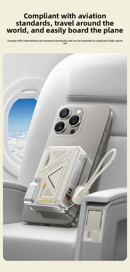 Power Bank AC Power Bank 35W Fast Charging with Built-in Cable Portable Power Supply Magnetic Wireless Charging Stand Multi-Function