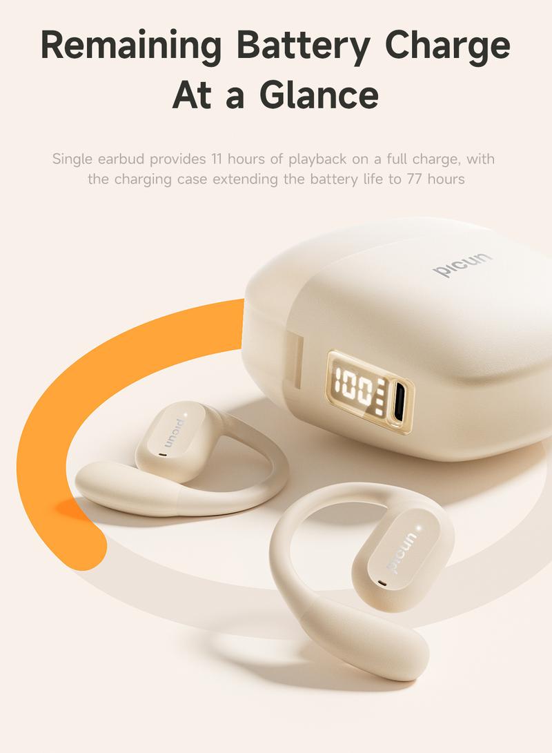 Picun H1 Lightweight Earbud Audio Headset with CVC, HD Microphone, Electronic Touch Control, Ideal for Cycling, Running & Workouts, Wireless Design