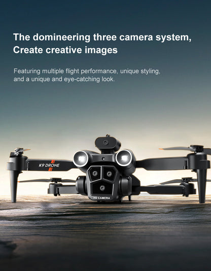 Cross-Border K9MAX Drone Aerial Photography Three Lens Four Axis Aircraft Optical Flow Obstacle Avoidance Remote Control Aircraft Toy drone