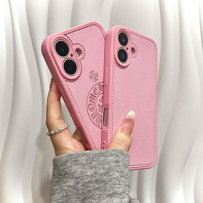 Suitable for iPhone 17 16 15 14 13 12 11 leather cross high-end phone case, iPhone 16 Pro Max leather cross male and female phone case Fashion Skeleton Pattern Phone Case