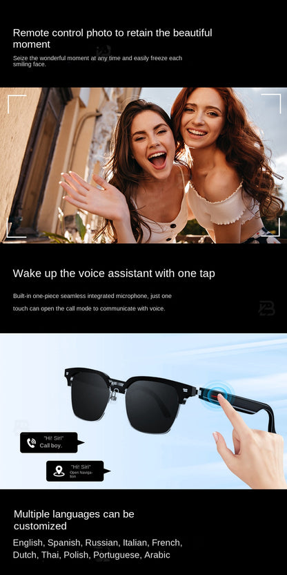 Black Technology Translation Smart Wireless Bluetooth Headset Myopia Glasses Anti-Blue Light Voice Call IOS Android Universal