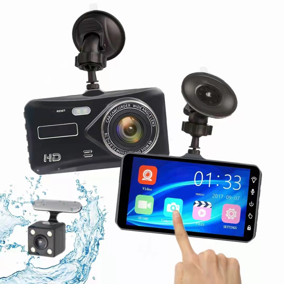Hd4Inch2.5D Touch Control Front and Rear Dual Recording Car Camera DVR24Hourly Parking Monitoring1080P Driving Recorder
