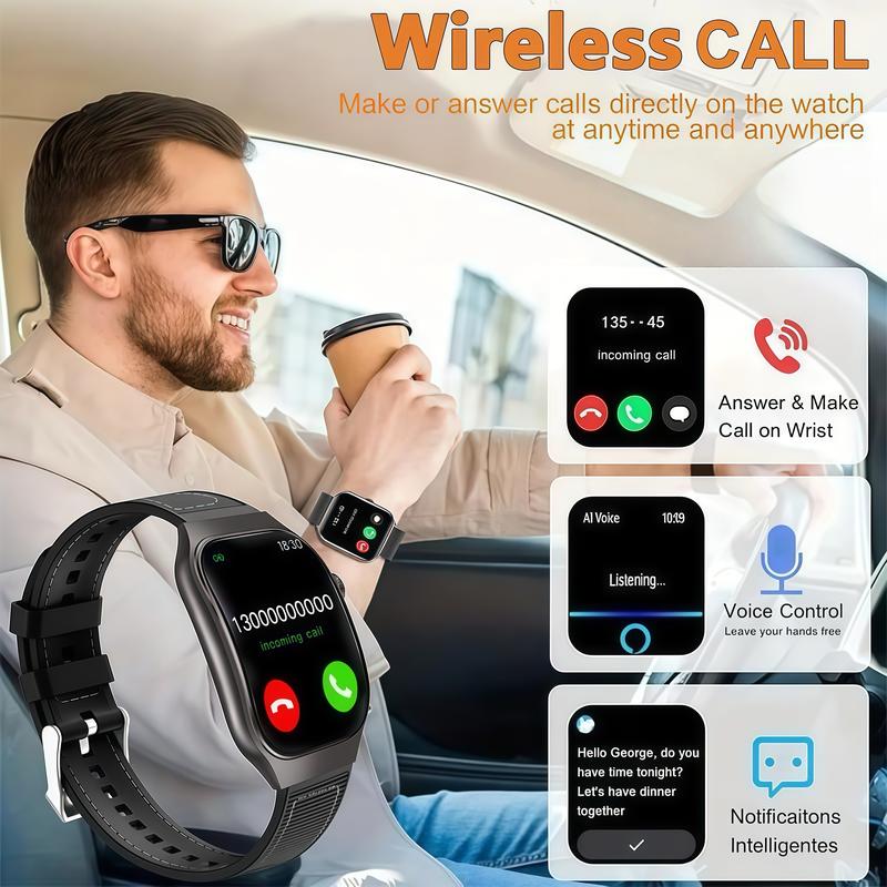 Upgraded 7-in-1 Smartwatch Gift Set – Enhanced Bluetooth Earbuds + Fast Wall Charger + USB Cable + Wireless Watch Charger + 2 Premium Bands | All-in-One Fitness & Everyday Essentials Bundle | Great Value Gift for Men & Women