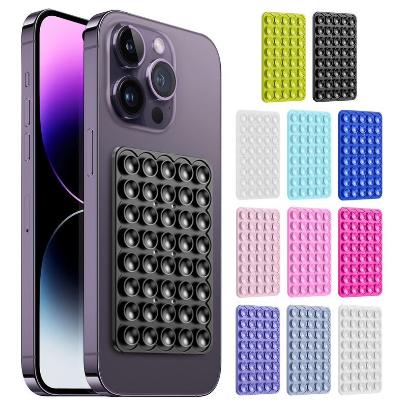 Suction Cup Phone Case Mount Double-Sided,Silicon Sticky Phone Stand for iPhone and Android, Hands-Free Strong Grip Holder for Selfies and Videos - Black