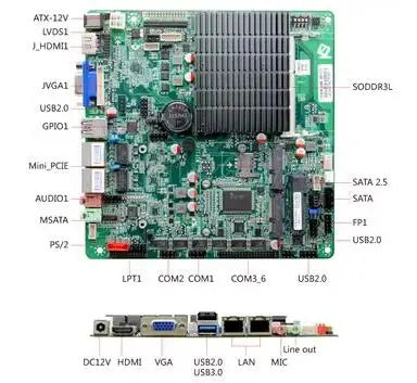 J1900 J1800 Motherboard Mini-ITX SBC IPC Mainboard industrial Fanless Board Mini ITX with ATOM DC-12V COM LAN LVDS VGA EDP LPT