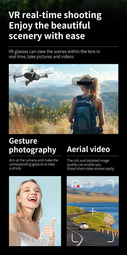 Cross-border Drone E4Foldable HD Aerial Photography Quadcopter VR Glasses Image Transmission Remote Control Airplane drone
