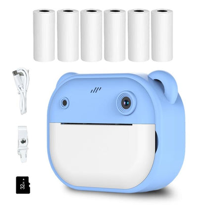 Instant Camera, Portable Camera, Digital Camera, Multifunctional 1080P HD Dual-Camera Kids Instant Print Camera, Includes Storage Card & Thermal Paper Roll, Birthday Gift