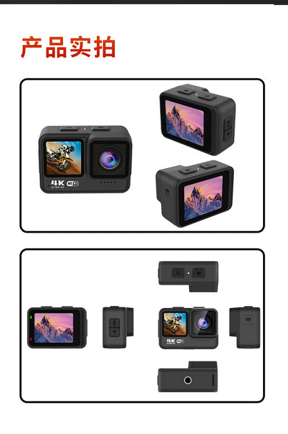 Cross-Border New Products4K HD Underwater Camera Touch Dual Color Screen Diving Camera Waterproof Anti-Shake Action Camera