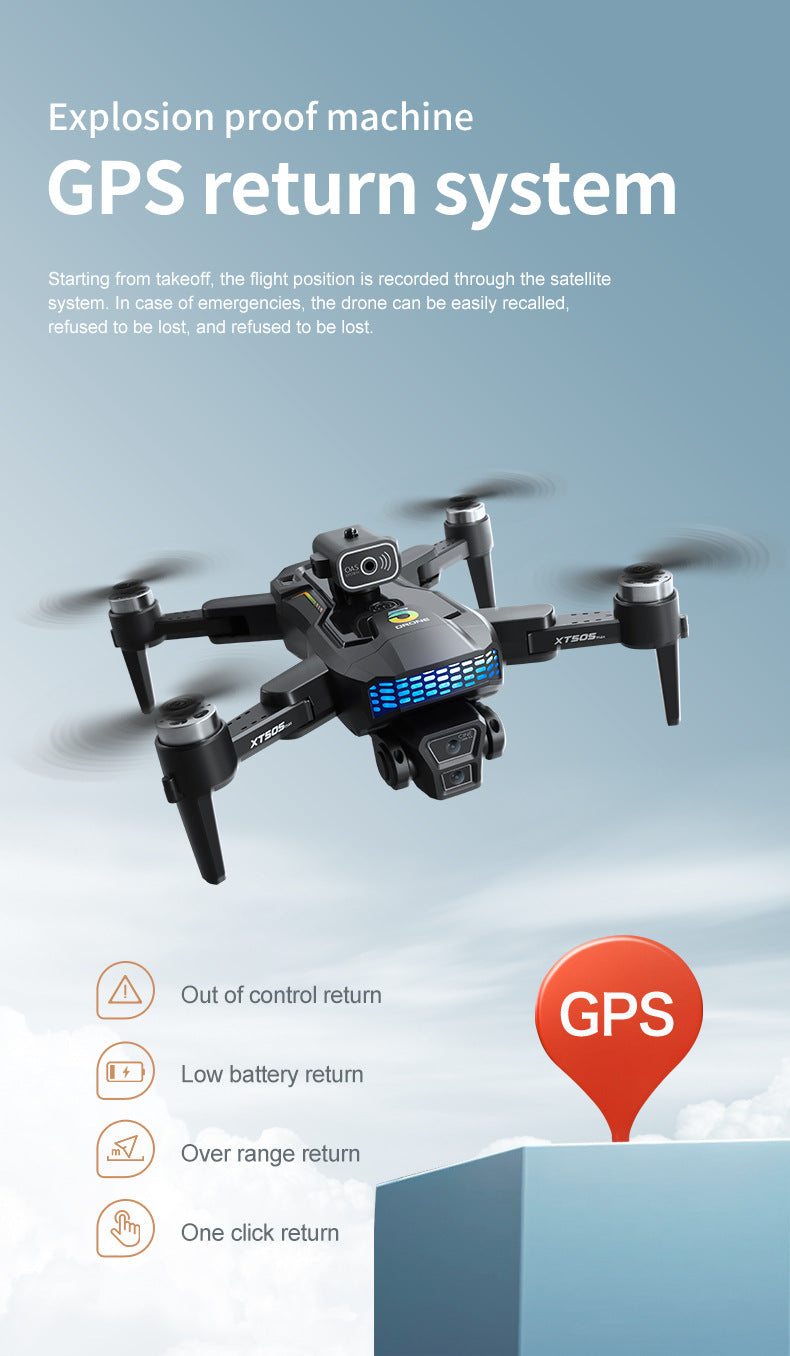 Cross-Border XT505Uav GPS Positioning Brushless Motor HD Dual Camera Aerial Photography Obstacle Avoidance Remote Control Aircraft Drone